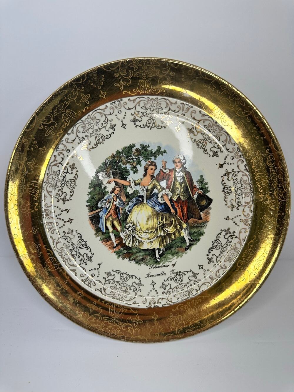 Vintage Sabin Crest-O-Gold 22K Souvenir Knoxville TN Plate Colonial 10”